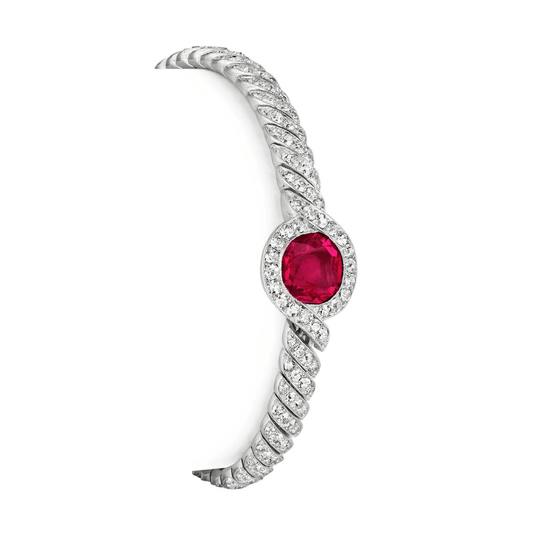 Edwardian Platinum Ruby & Diamond Bracelet front