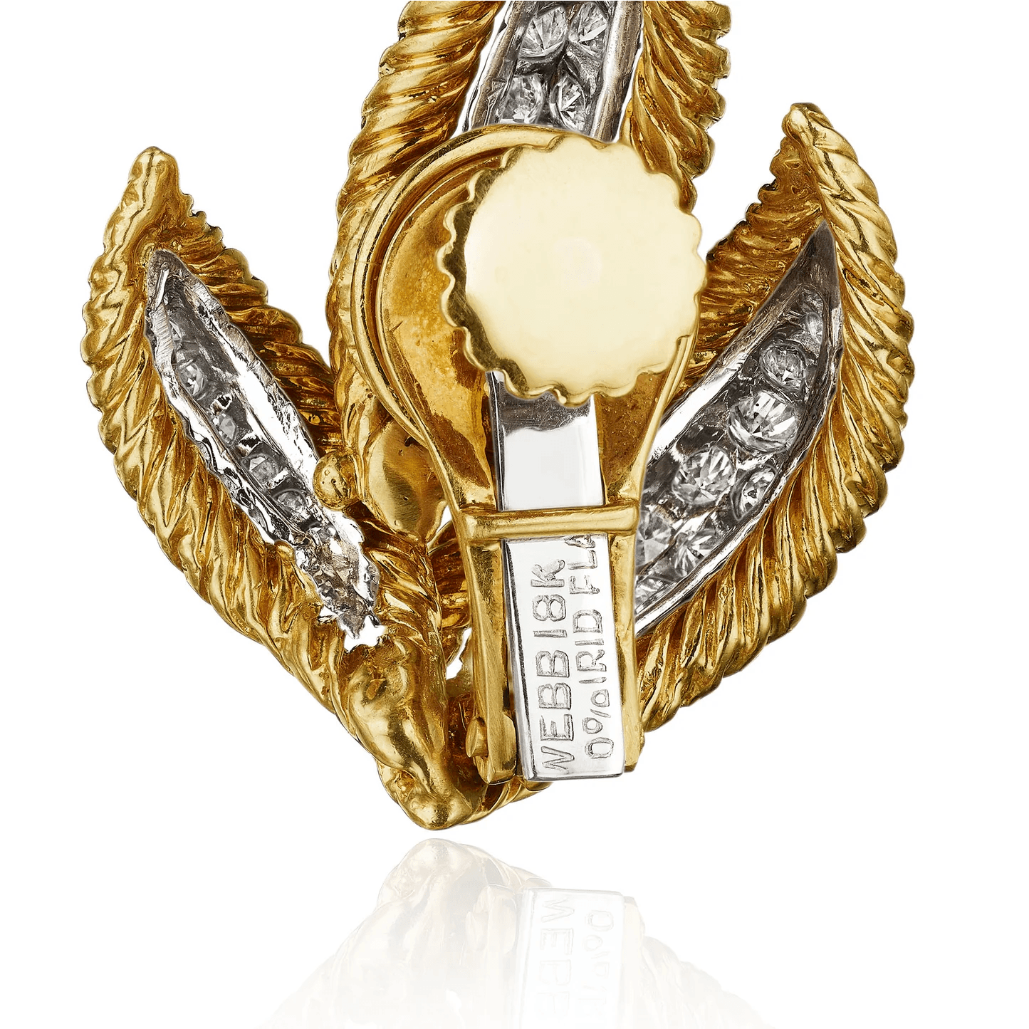 David Webb 1970s Platinum & 18KT Yellow Gold Diamond Earrings signature