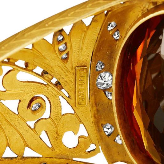 Fuset y Grau Art Nouveau Platinum & 18KT Yellow Gold Citrine, Diamond & Enamel Bracelet signature
