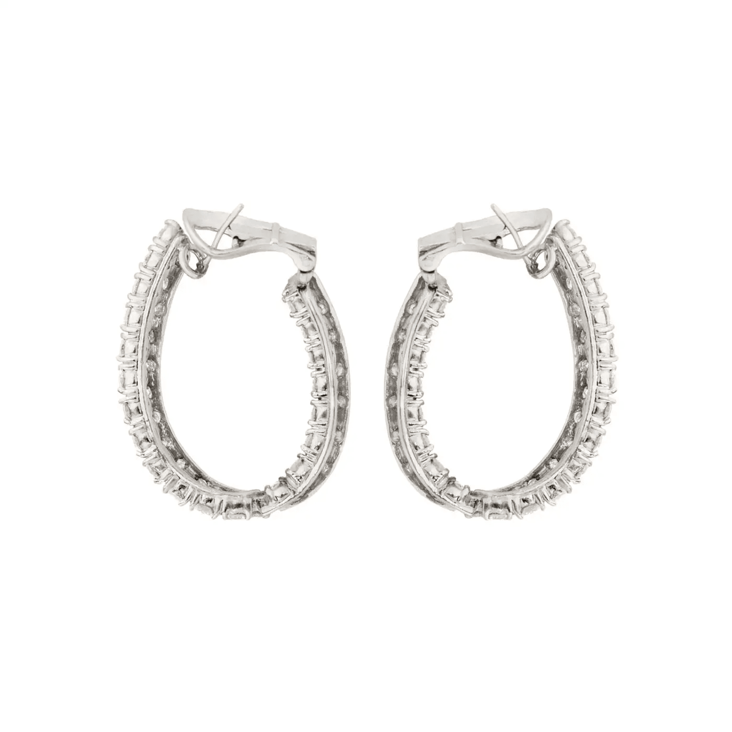 Post-1980s 18KT White Gold Diamond Earrings side