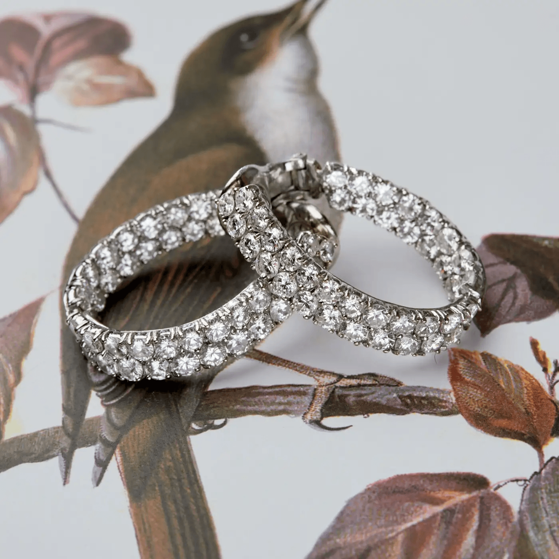 Post-1980s 18KT White Gold Diamond Earrings side