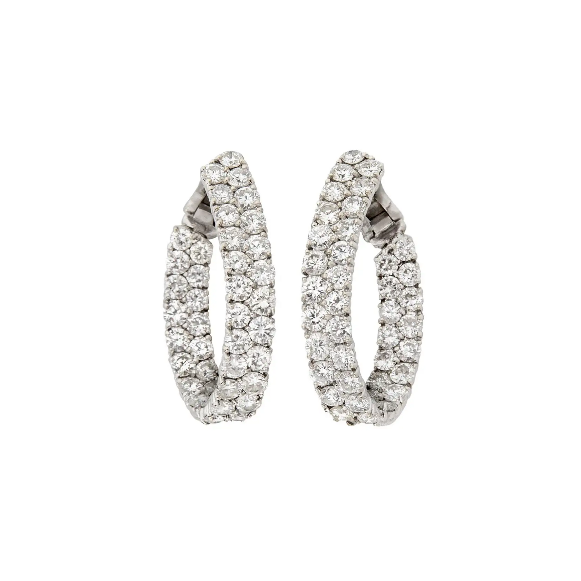 Post-1980s 18KT White Gold Diamond Earrings front