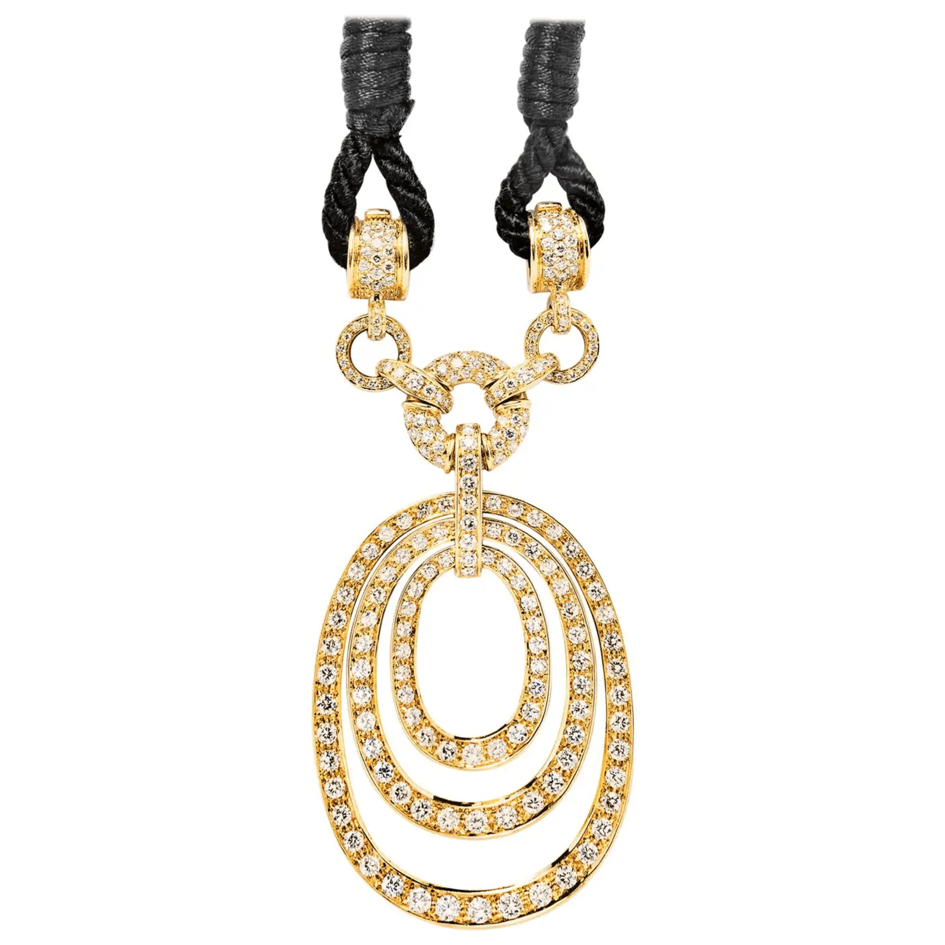 Bulgari Post-1980s 18KT Yellow Gold Diamond Necklace front