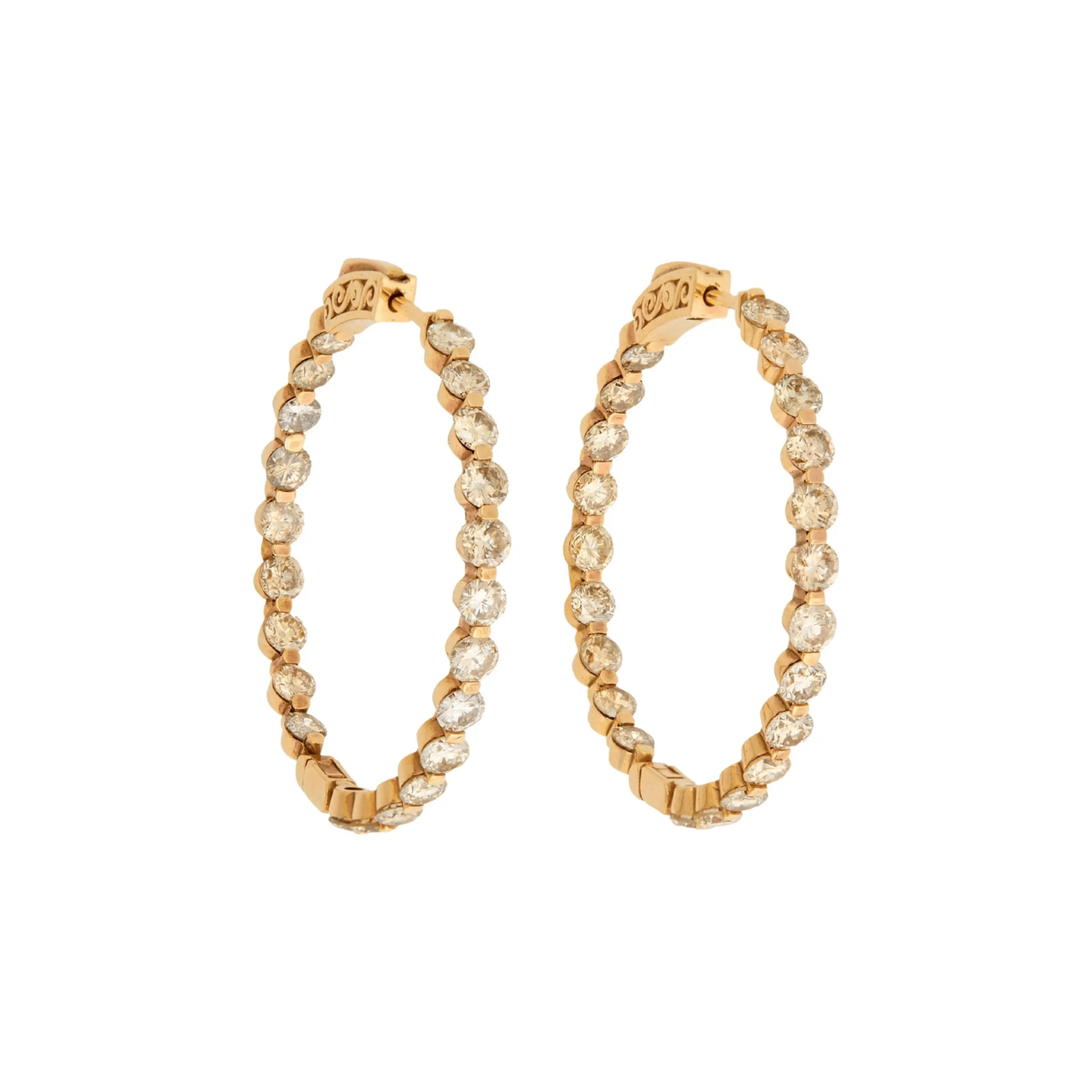 Post-1980s 18KT Rose Gold Diamond Earrings front