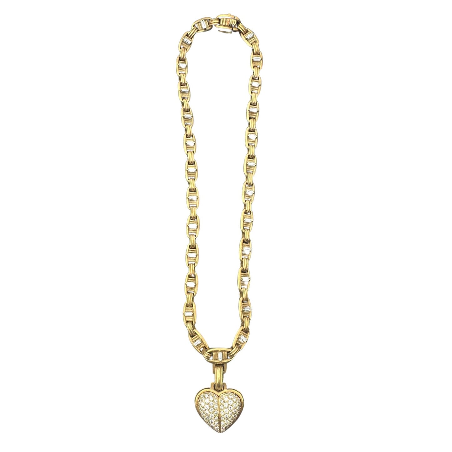 Kieselstein-Cord Post-1980s 18KT Yellow Gold Diamond Heart Necklace front