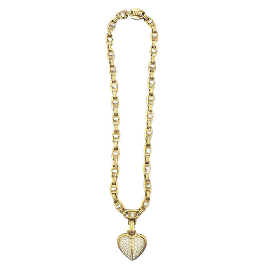 Kieselstein-Cord Post-1980s 18KT Yellow Gold Diamond Heart Necklace front