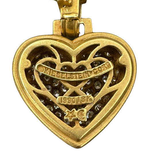 Kieselstein-Cord Post-1980s 18KT Yellow Gold Diamond Heart Necklace signature