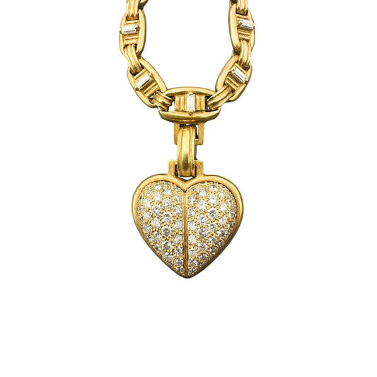 Kieselstein-Cord Post-1980s 18KT Yellow Gold Diamond Heart Necklace front