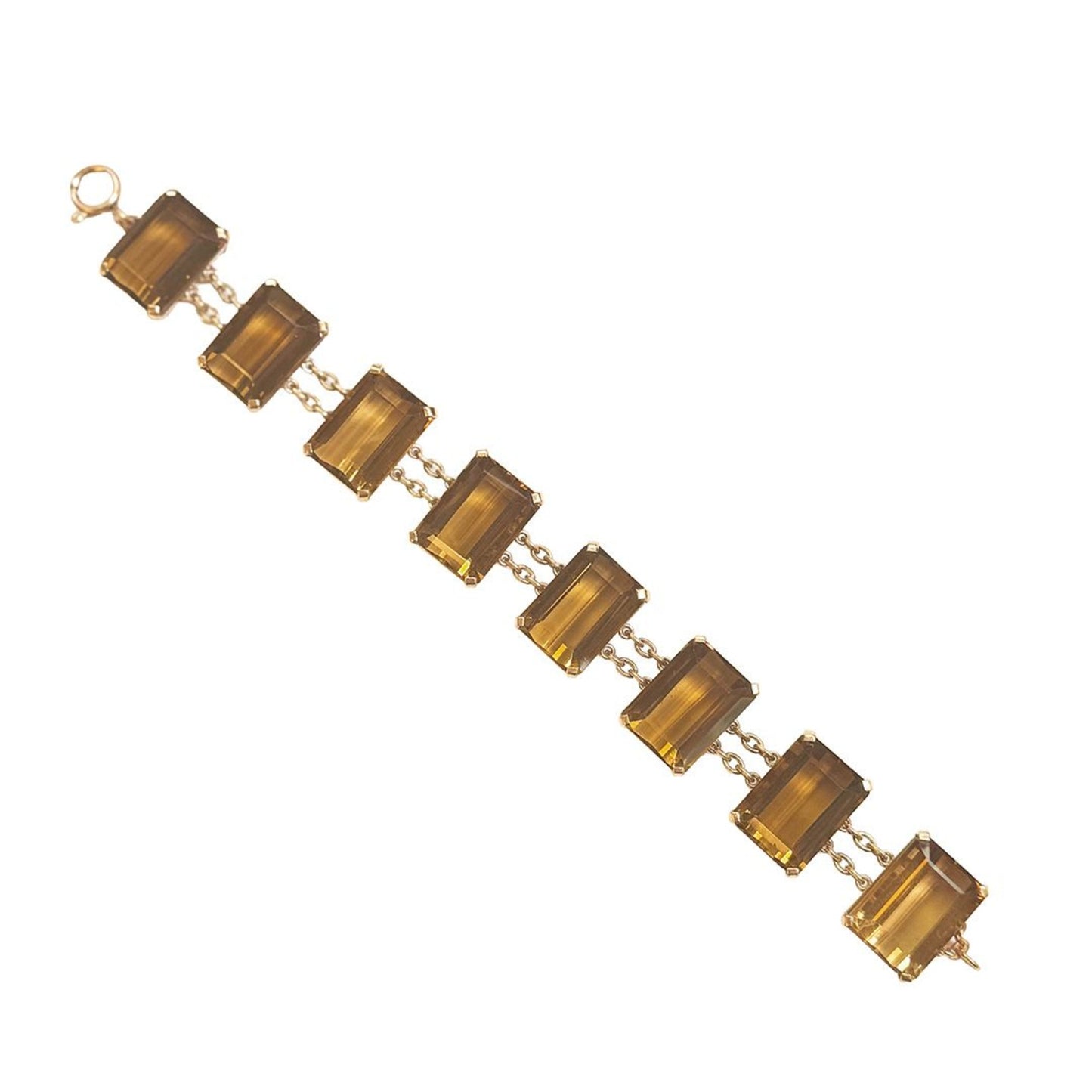 1950s 18KT Yellow Gold Citrine Bracelet front