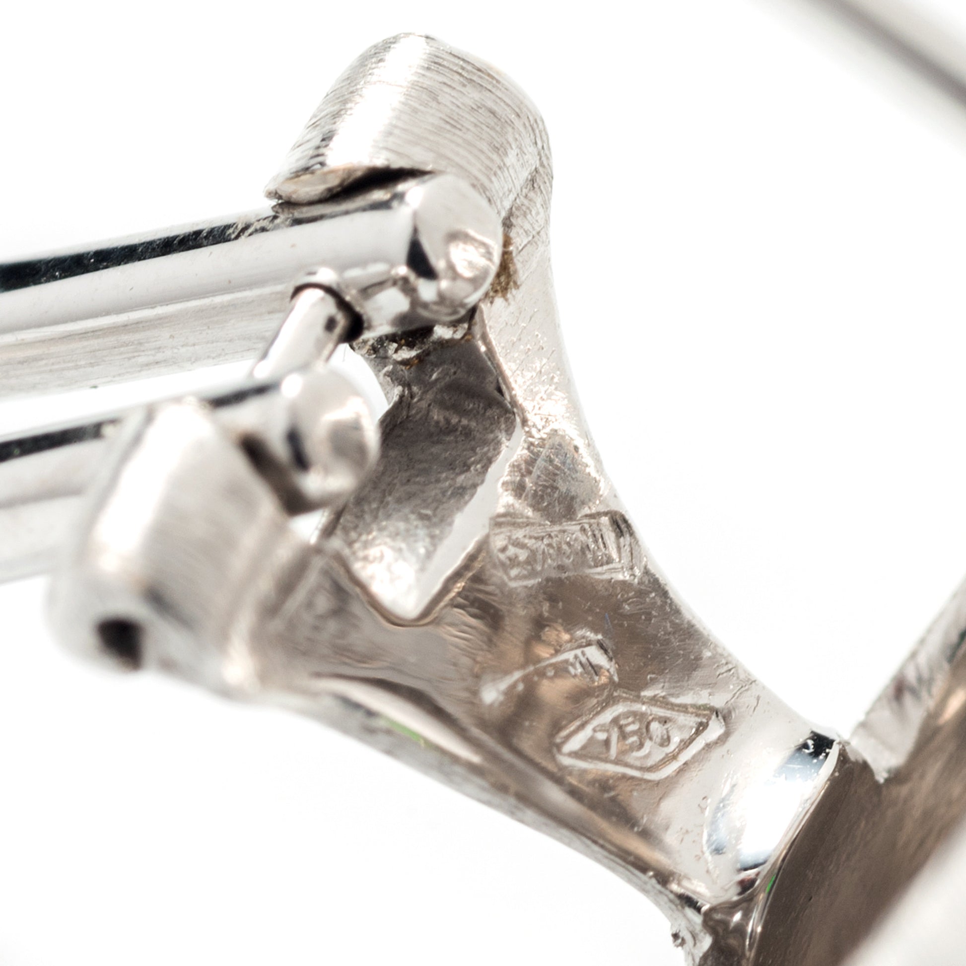 Buccellati Post-1980s 18KT White & Yellow Gold Emerald Earrings back