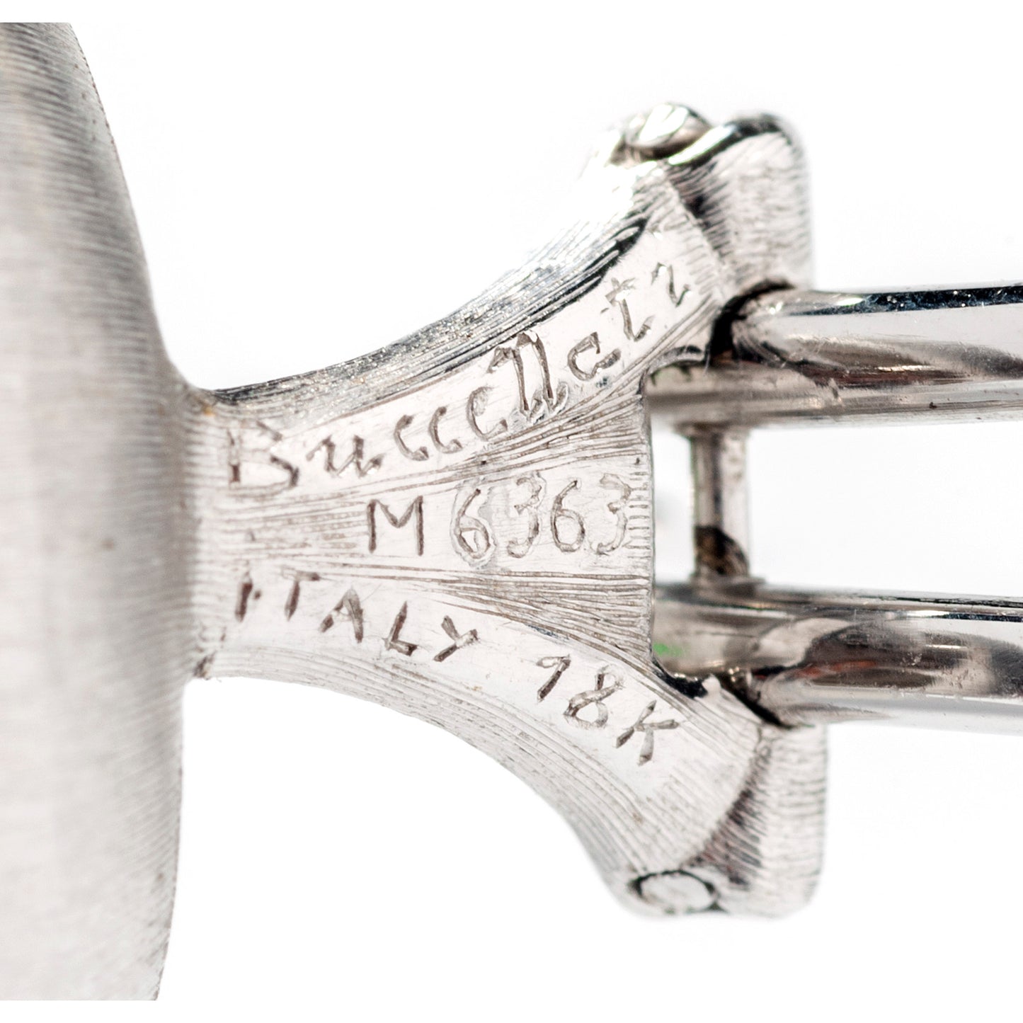 Buccellati Post-1980s 18KT White & Yellow Gold Emerald Earrings signature