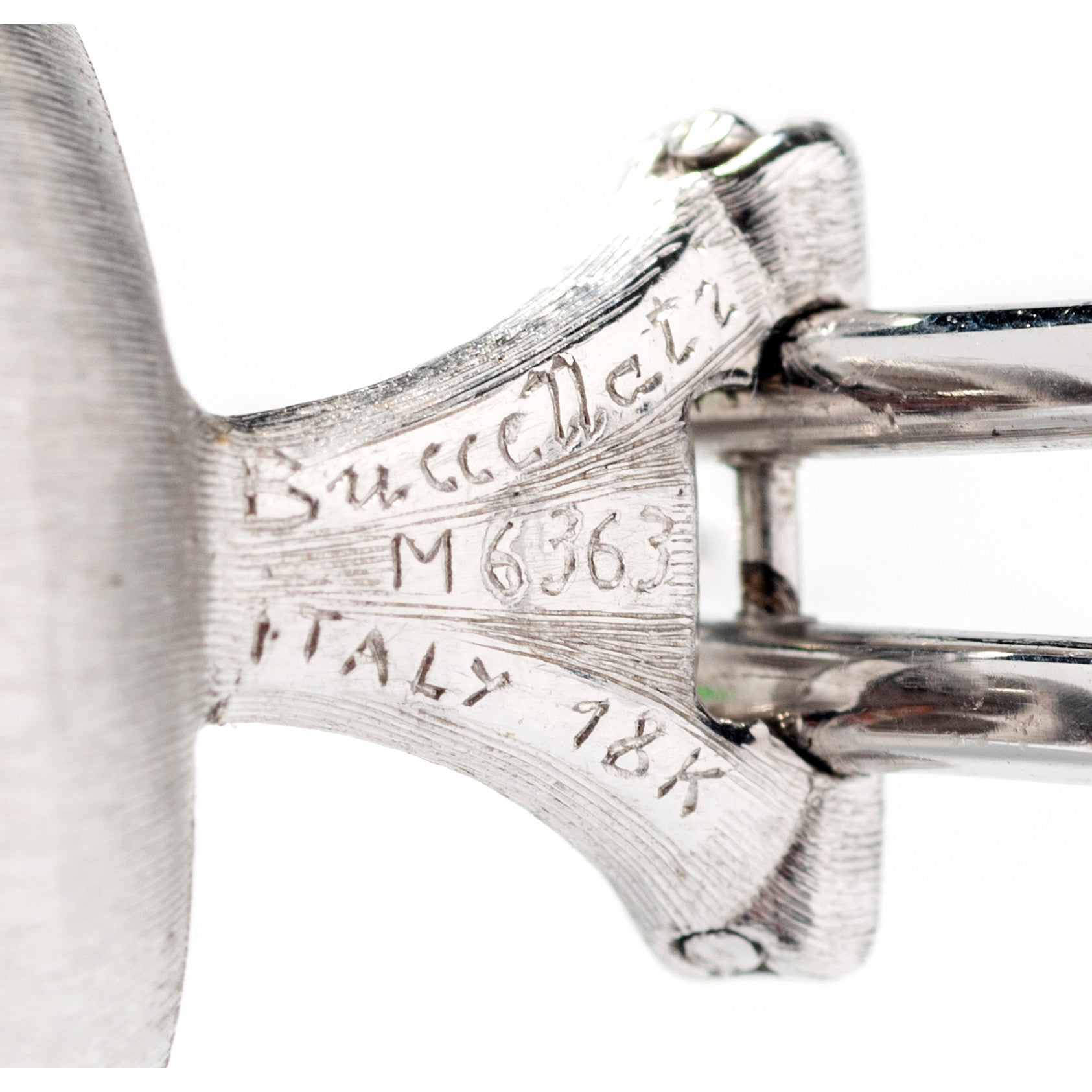 Buccellati Post-1980s 18KT White & Yellow Gold Emerald Earrings signature