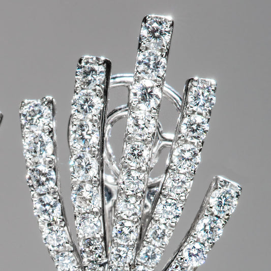 1980s 18KT White Gold Diamond Earrings close-up details