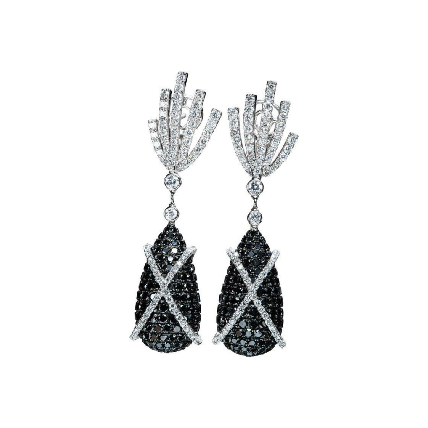 1980s 18KT White Gold Diamond Earrings front