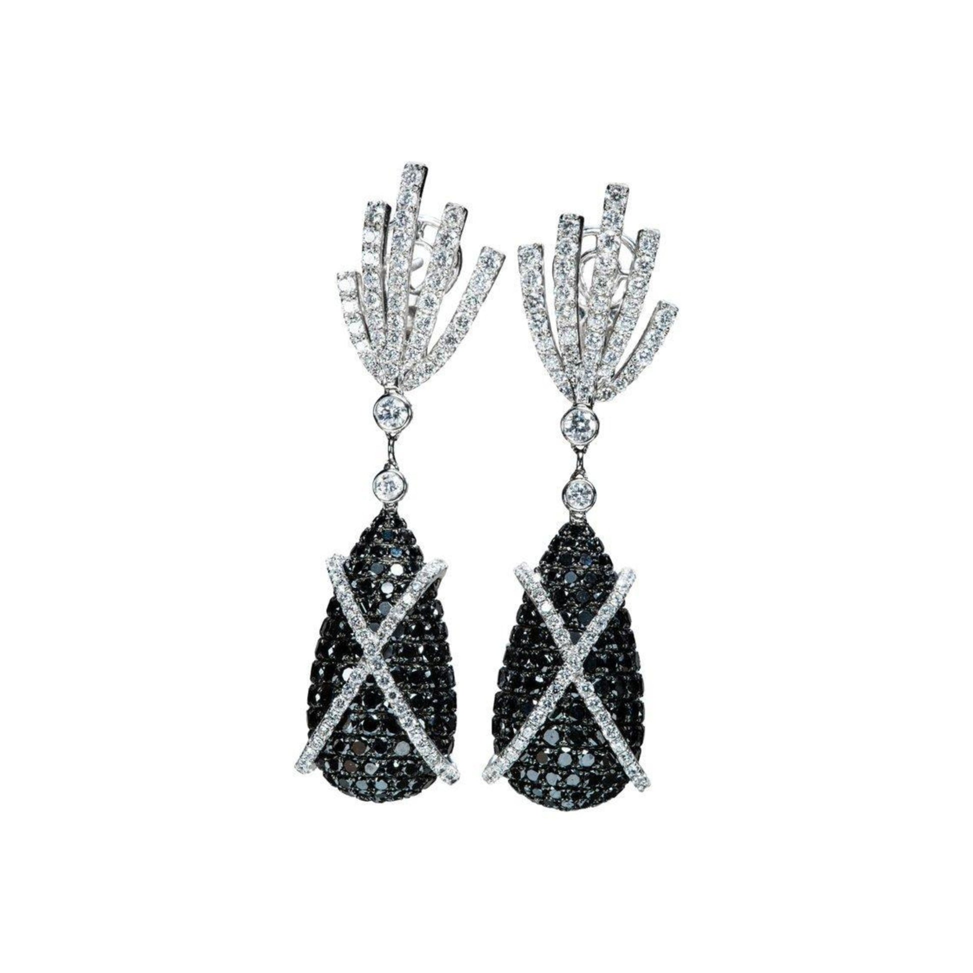1980s 18KT White Gold Diamond Earrings front