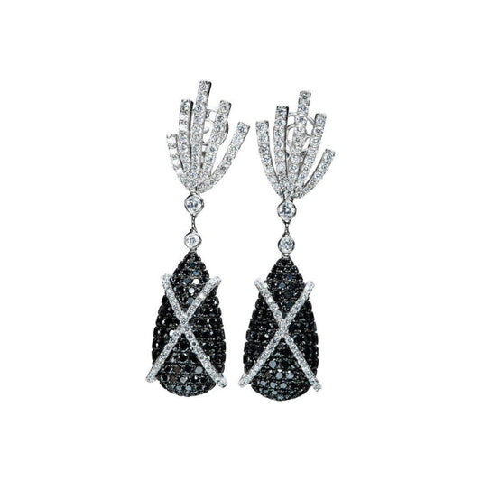 1980s 18KT White Gold Diamond Earrings front