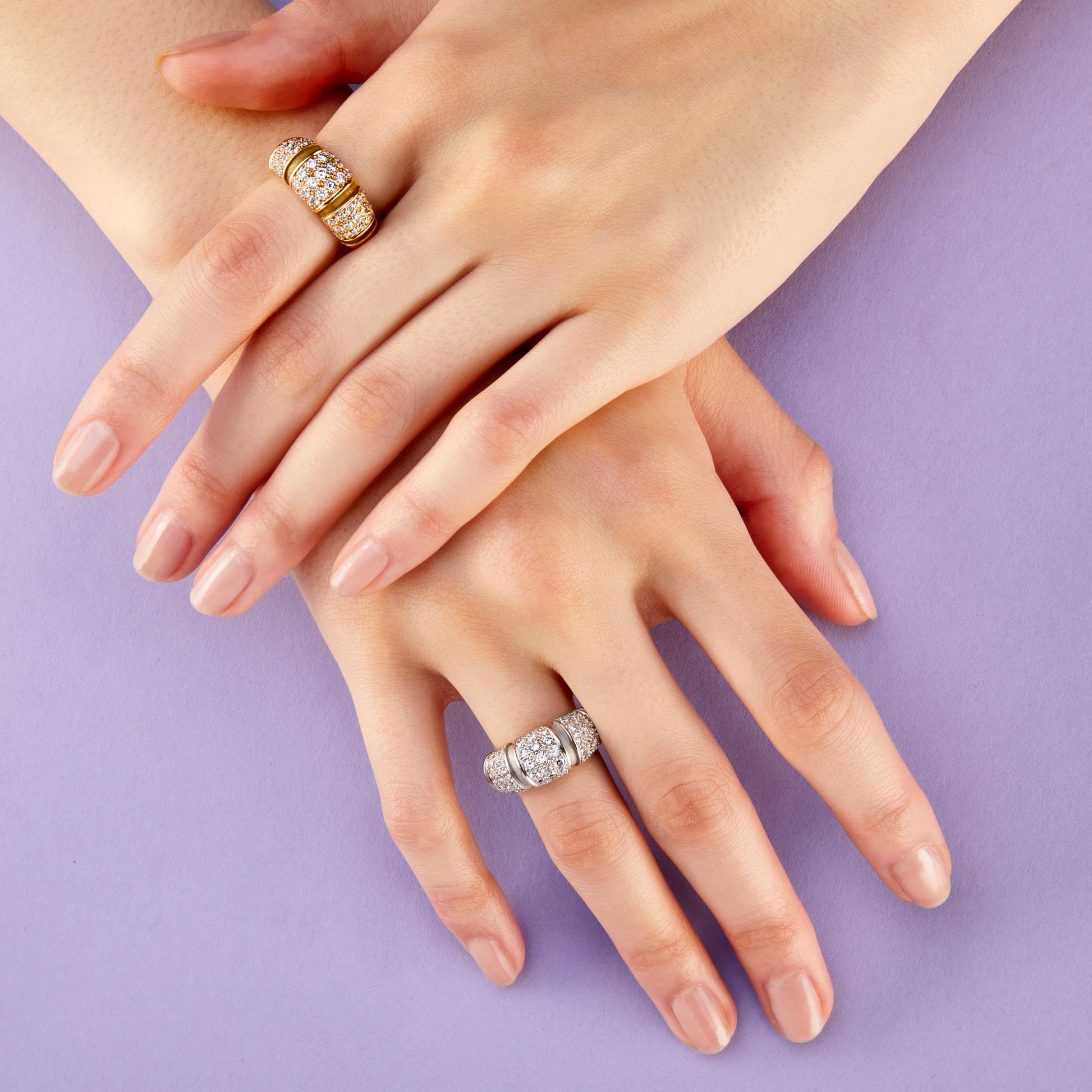 Mauboussin Paris Post-1980s 18KT Yellow Gold Diamond Ring on finger