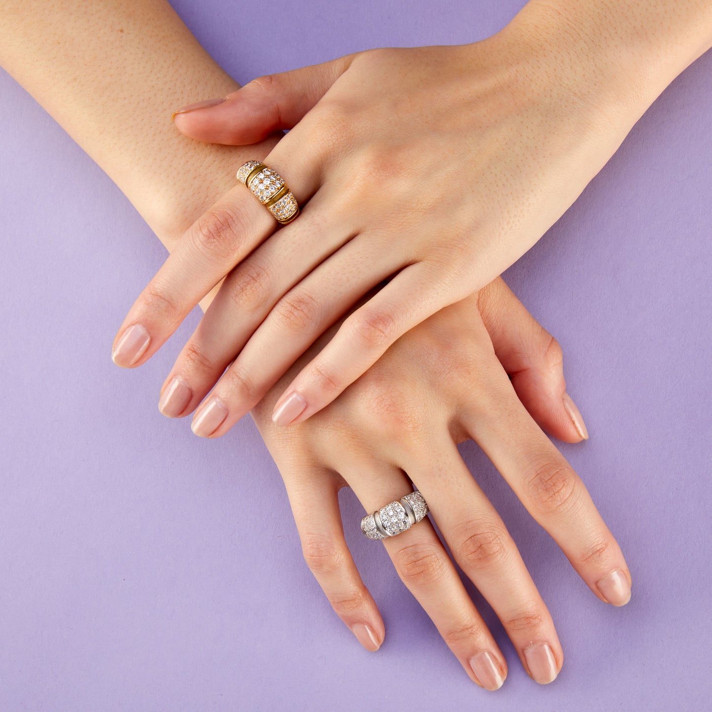 Mauboussin Paris Post-1980s 18KT White Gold Diamond Ring on finger