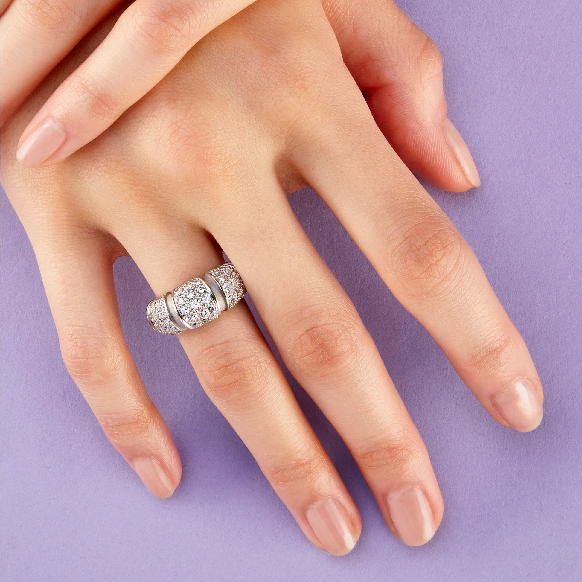 Mauboussin Paris Post-1980s 18KT White Gold Diamond Ring on finger