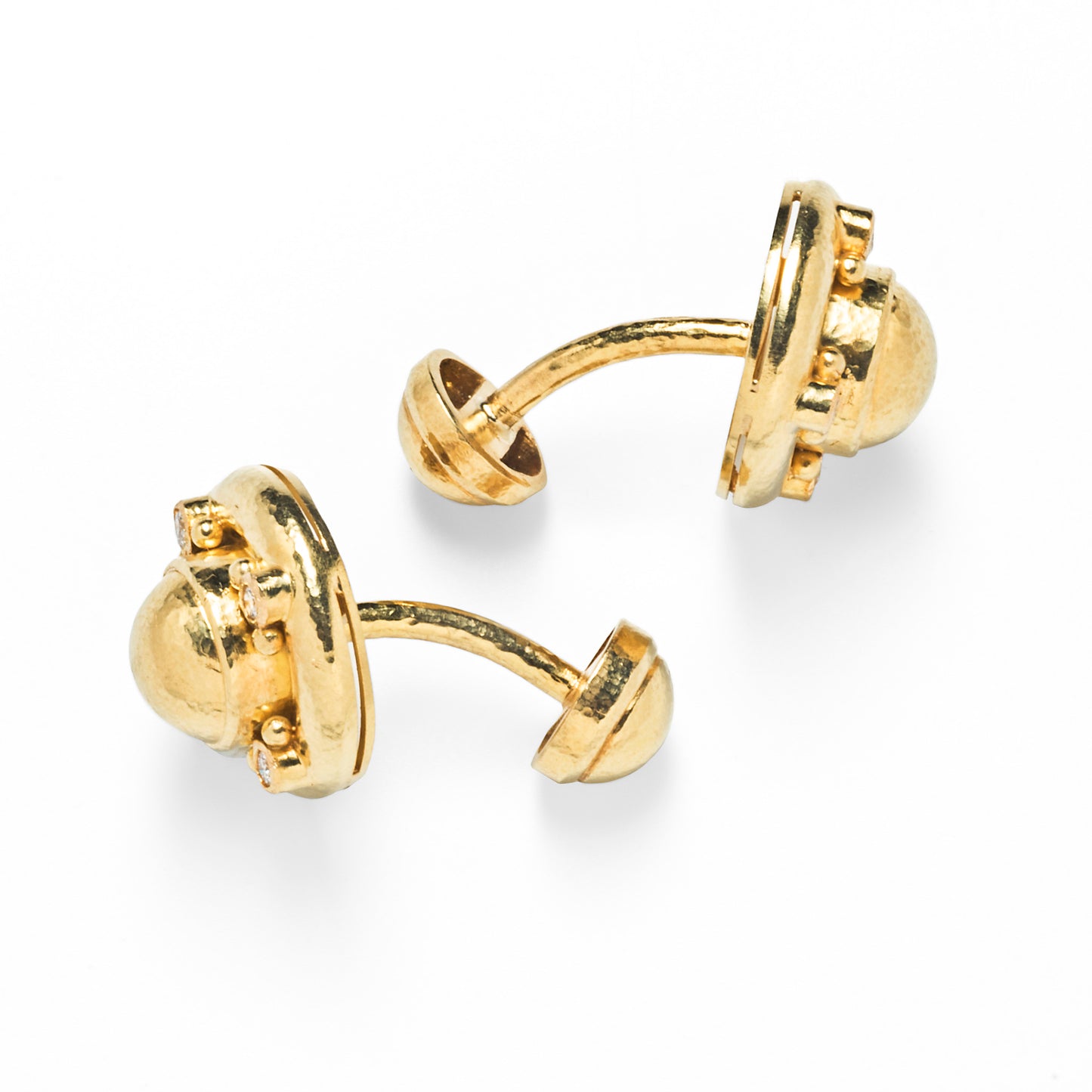 Elizabeth Locke Post-1980s 19KT Yellow Gold Diamond Cufflinks side