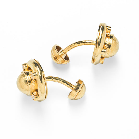 Elizabeth Locke Post-1980s 19KT Yellow Gold Diamond Cufflinks side