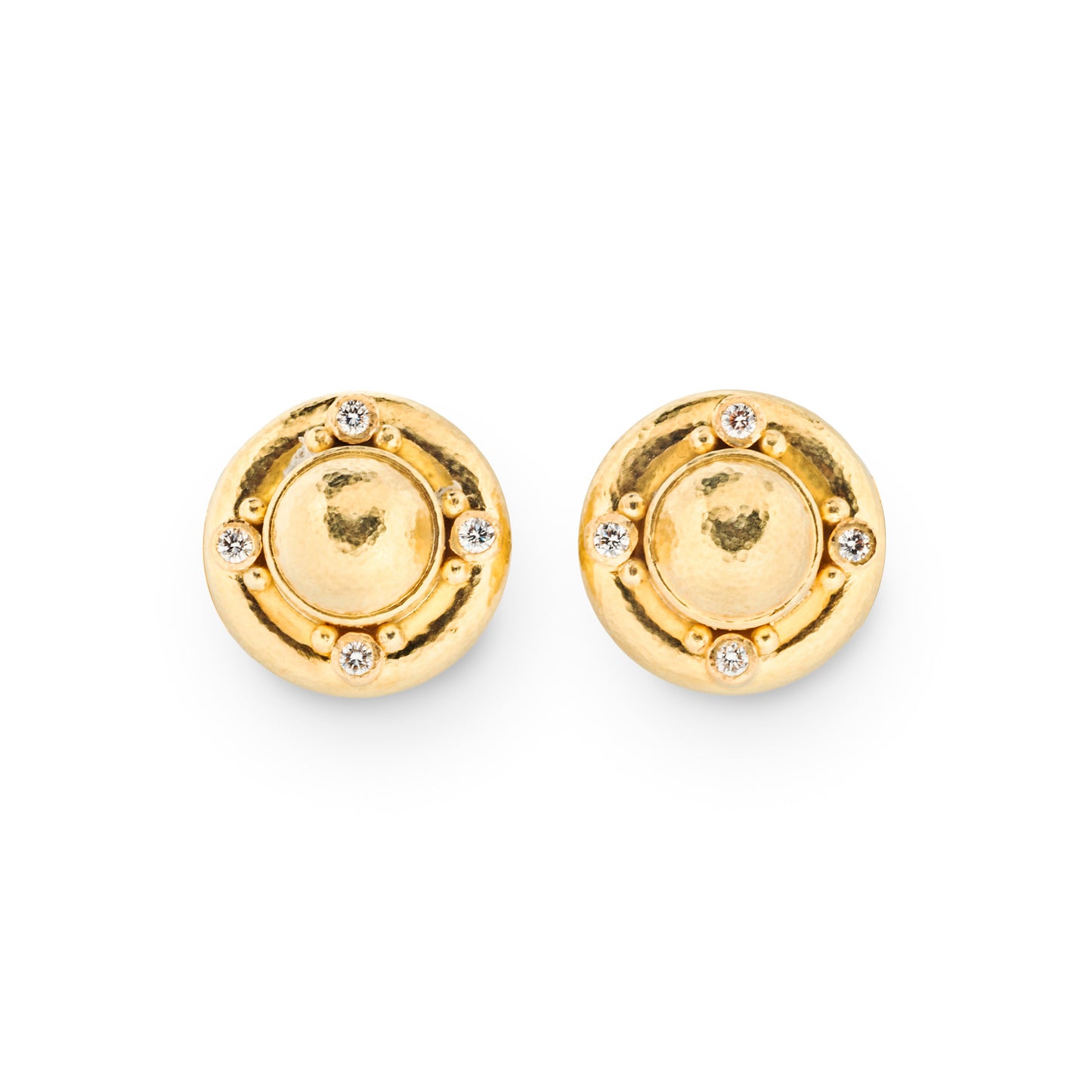 Elizabeth Locke Post-1980s 19KT Yellow Gold Diamond Cufflinks front
