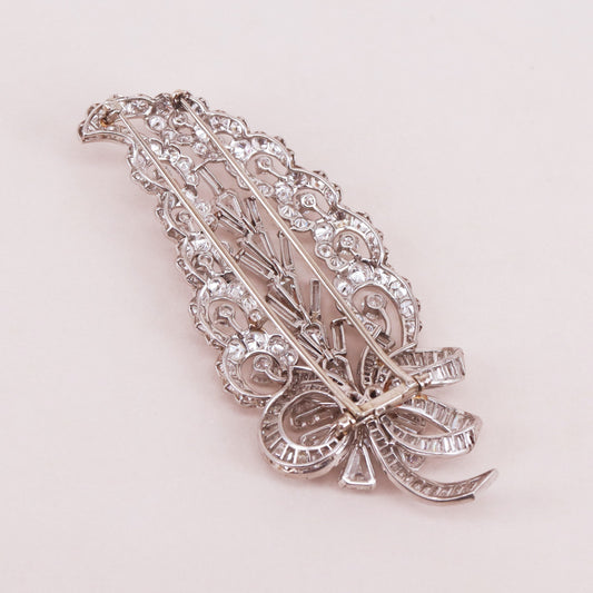 1960s 18KT White Gold Diamond Brooch back