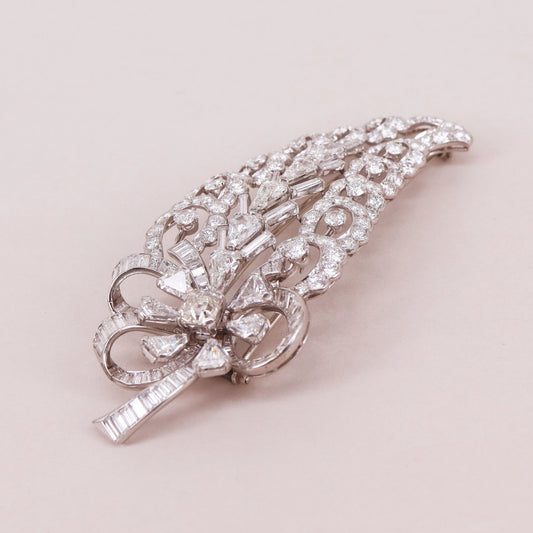 1960s 18KT White Gold Diamond Brooch front