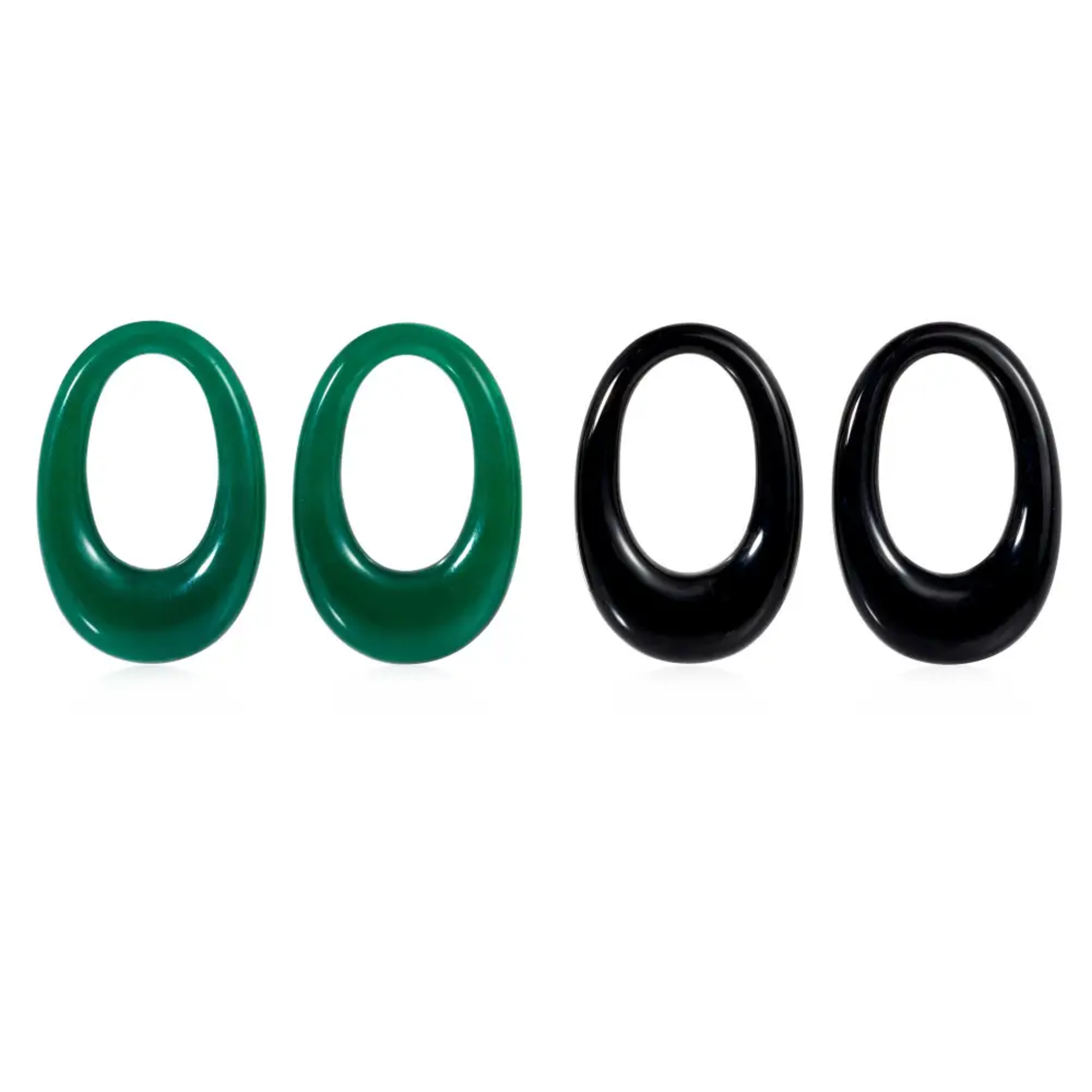 Cartier France 1980s 18KT Yellow Gold Onyx & Chrysoprase Interchangeable Panthere Earrings front