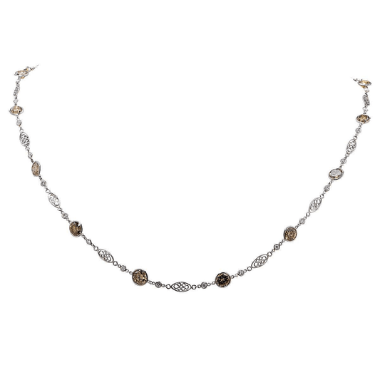 Contemporary Platinum Diamond Necklace front