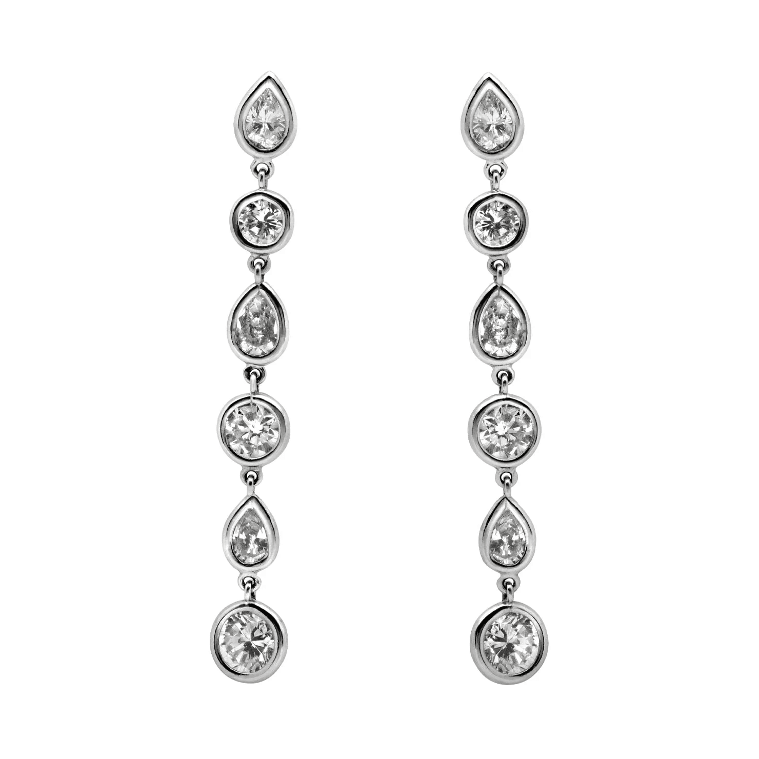 Contemporary Platinum Diamond Earrings front