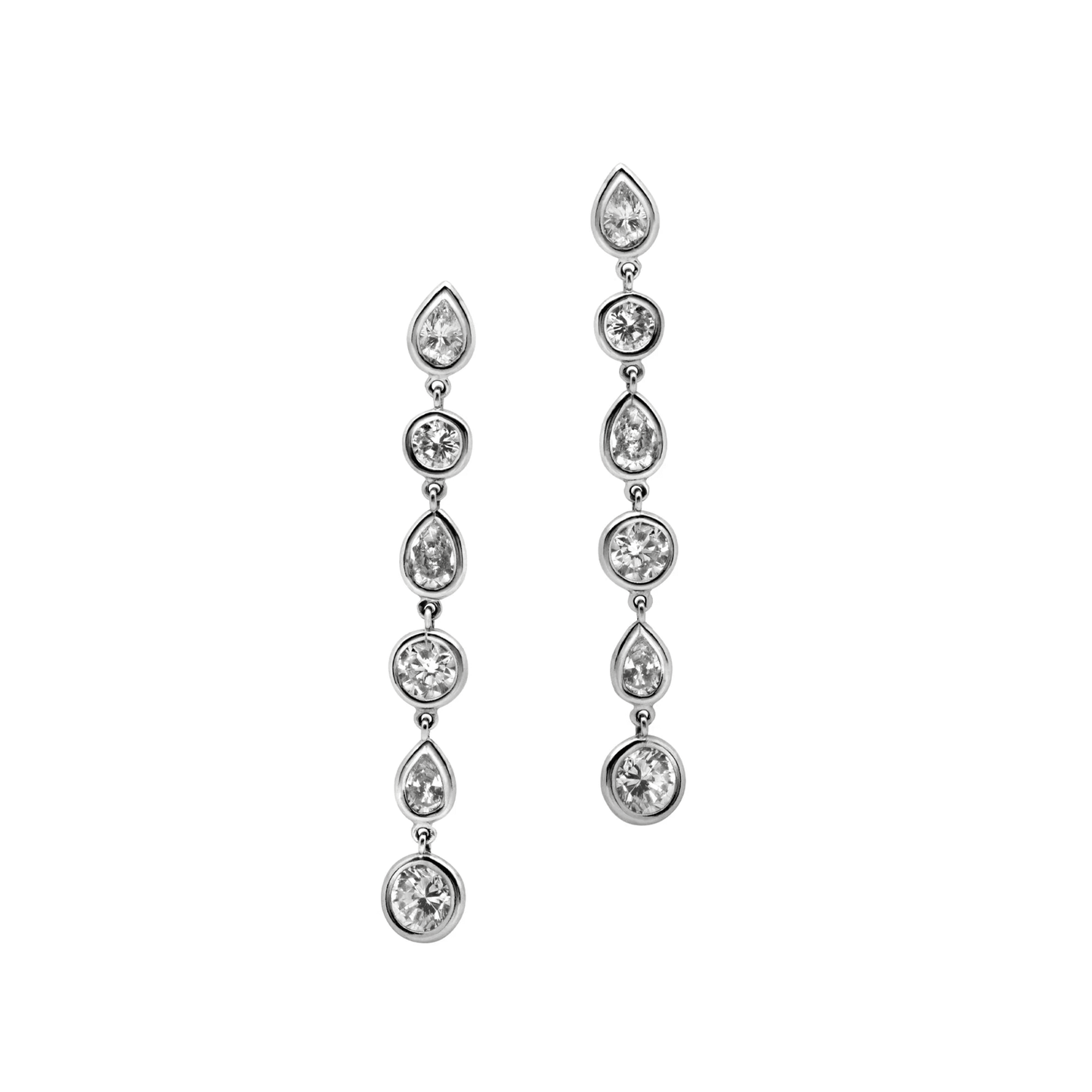 Contemporary Platinum Diamond Earrings front