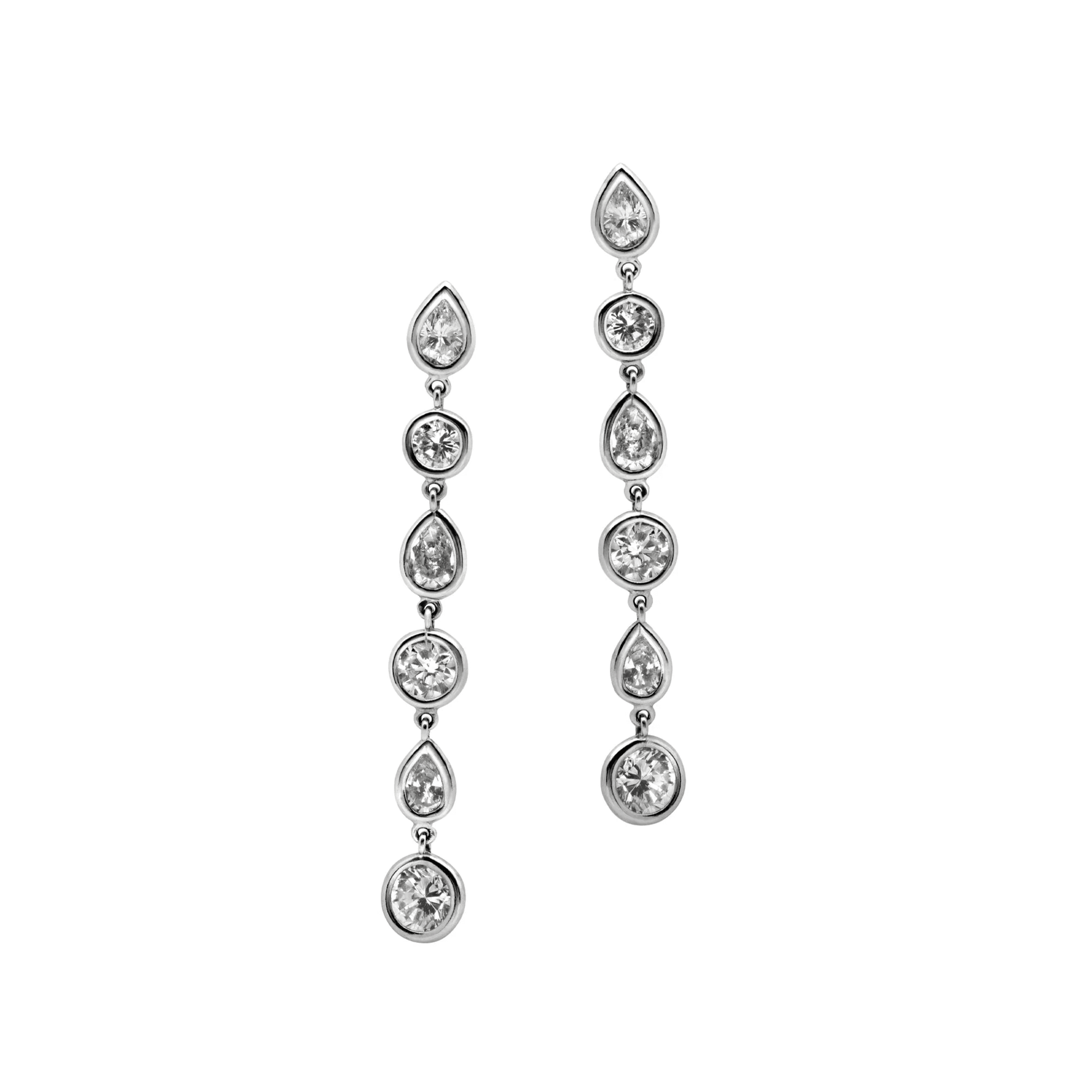 Contemporary Platinum Diamond Earrings front