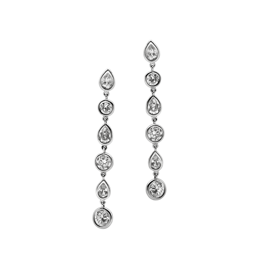 Contemporary Platinum Diamond Earrings front