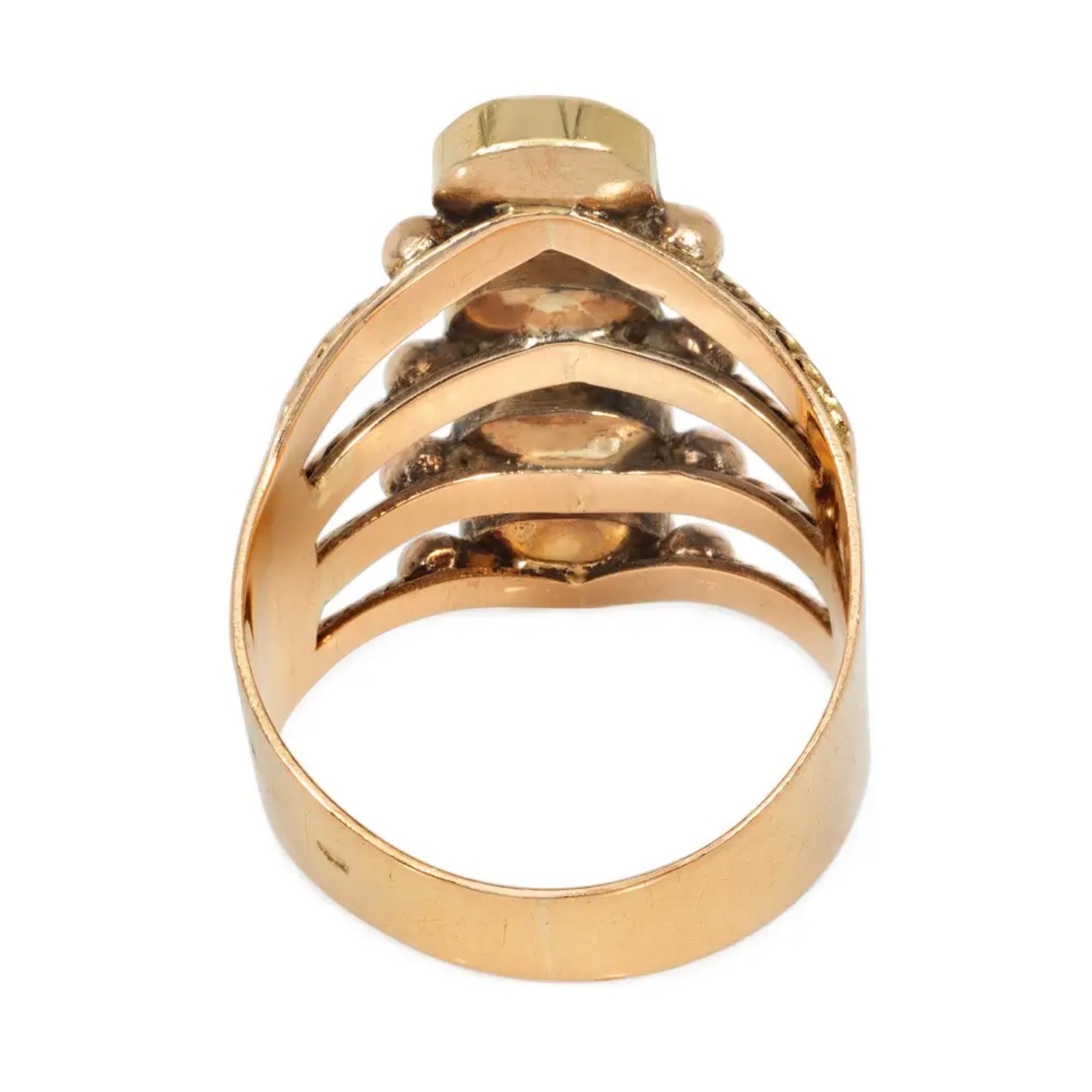 French Victorian 18KT Yellow Gold Garnet Ring back