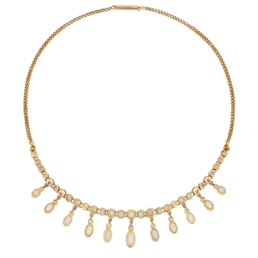 Victorian 15KT Yellow Gold Opal & Sapphire Necklace back