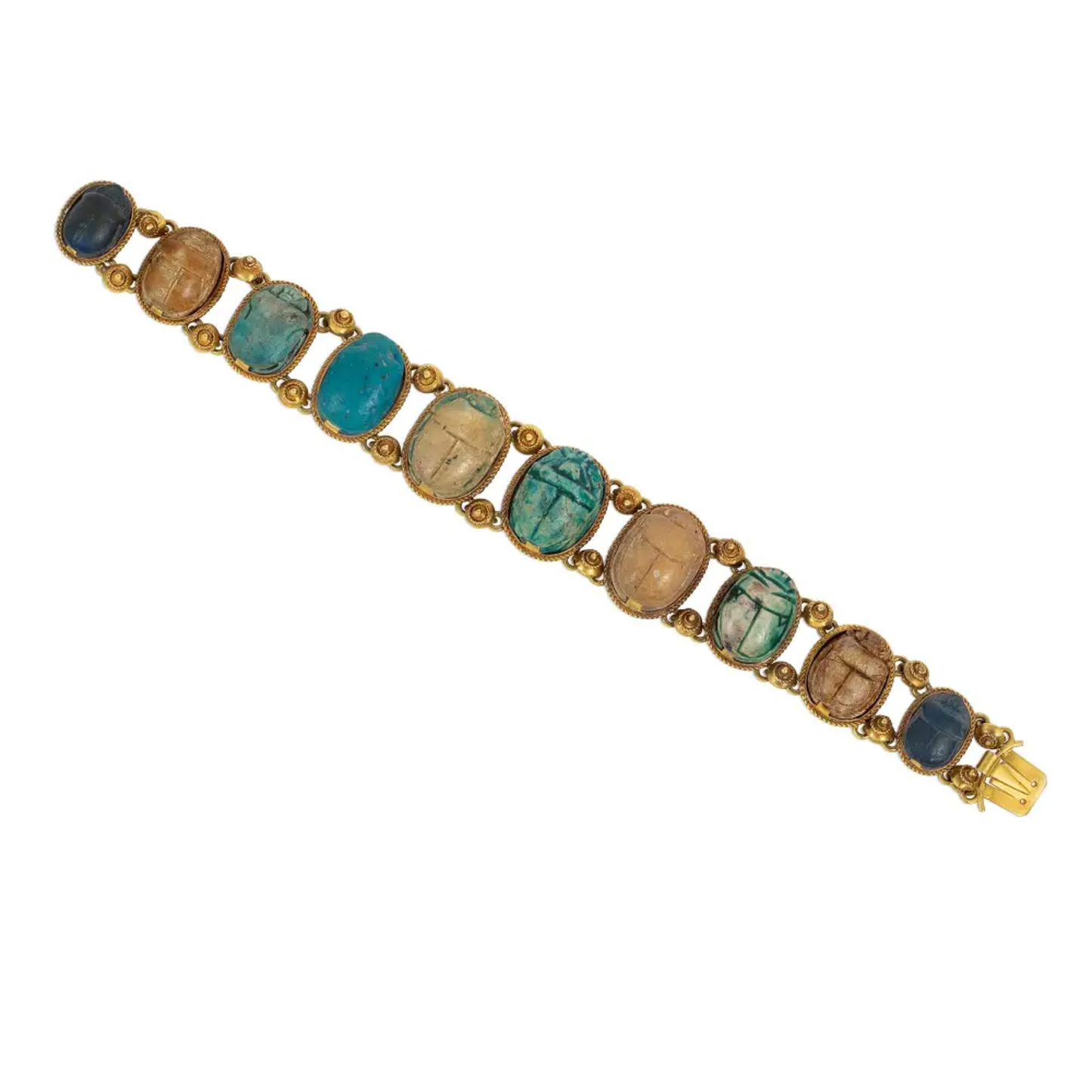 Victorian 18KT Yellow Gold Scarab Bracelet front