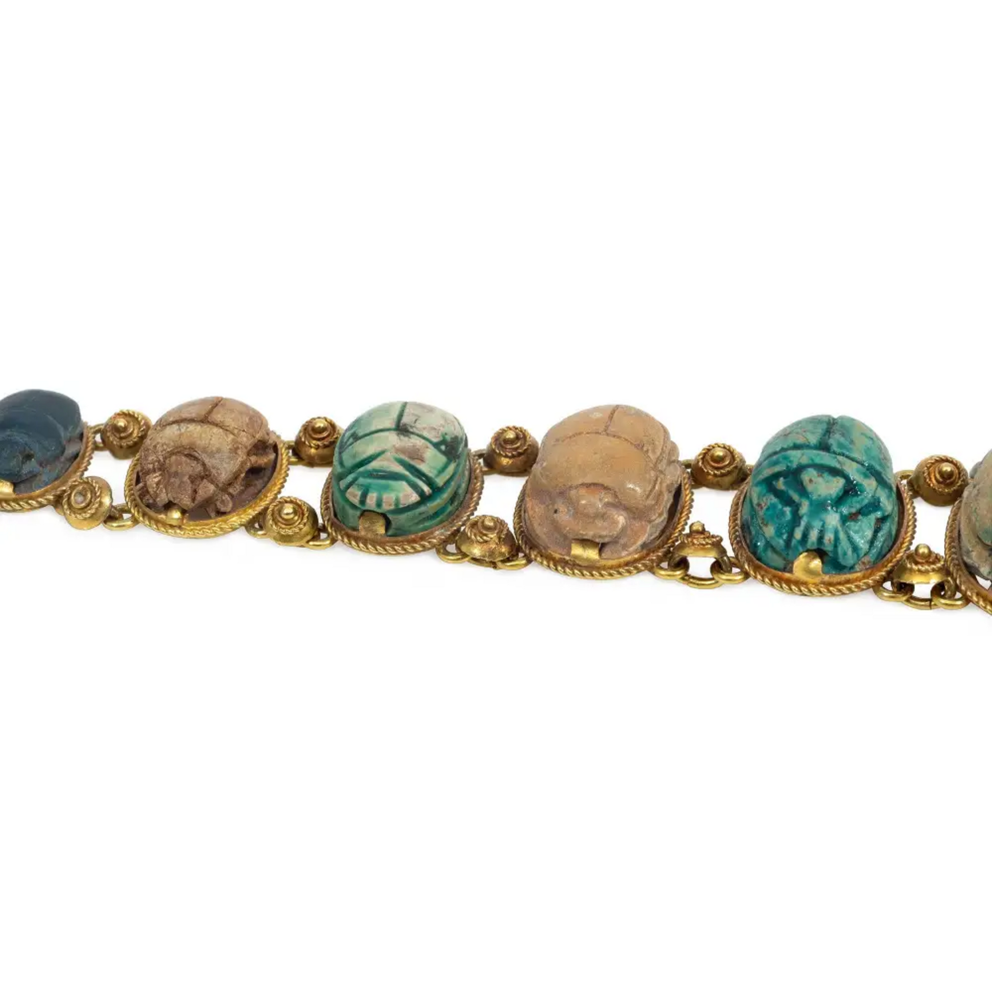 Victorian 18KT Yellow Gold Scarab Bracelet close-up details