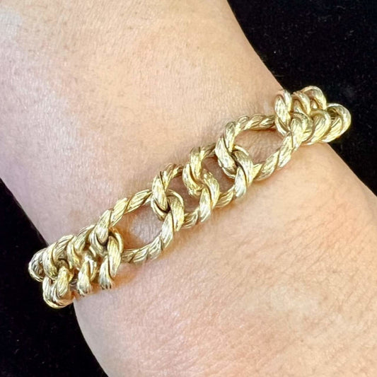 Tiffany & Co. 1980s 18KT Yellow Gold Bracelet on wrist
