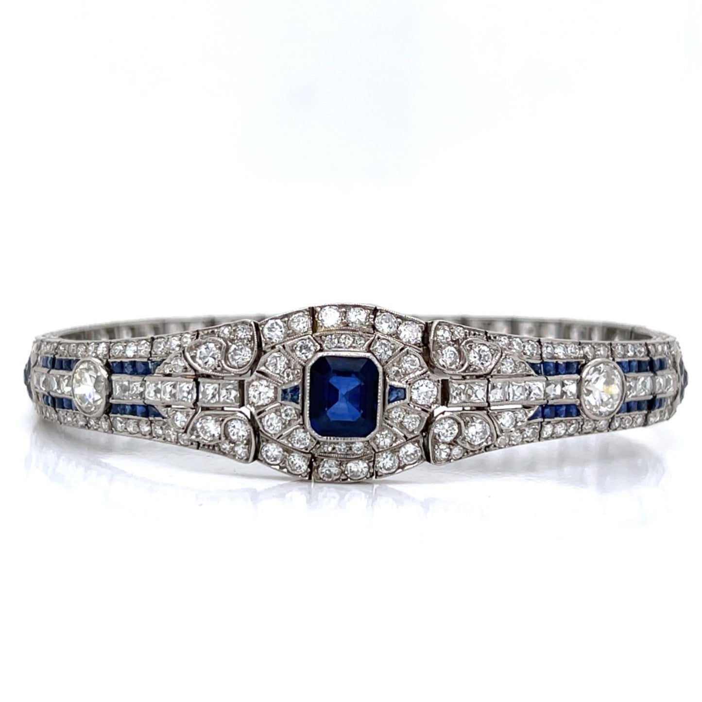 Oscar Heyman Bros. Art Deco Platinum Sapphire & Diamond Bracelet front