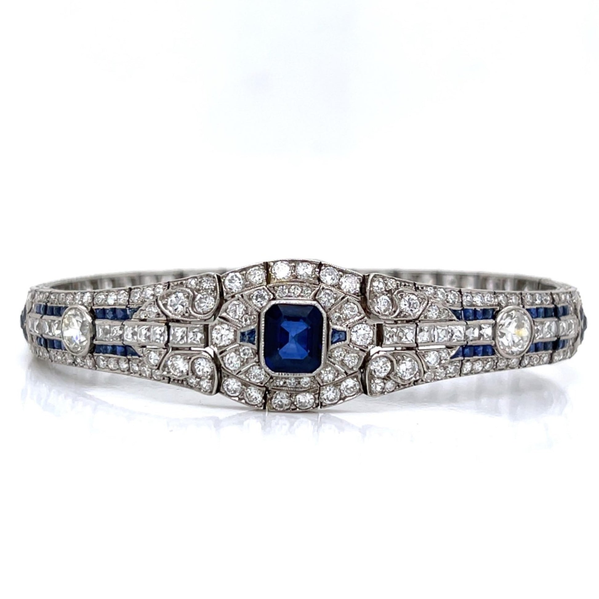 Oscar Heyman Bros. Art Deco Platinum Sapphire & Diamond Bracelet front