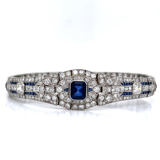 Oscar Heyman Bros. Art Deco Platinum Sapphire & Diamond Bracelet front
