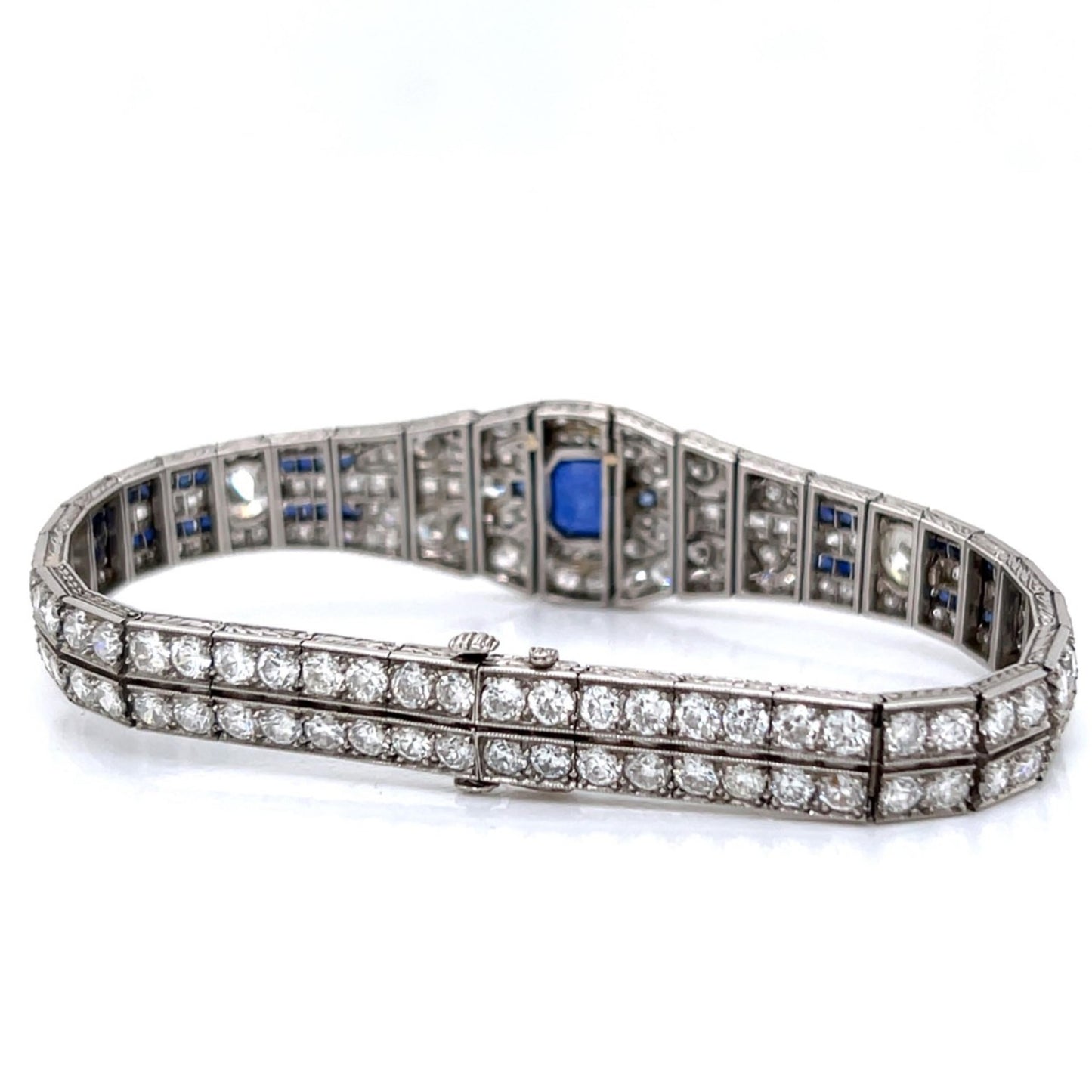 Oscar Heyman Bros. Art Deco Platinum Sapphire & Diamond Bracelet back