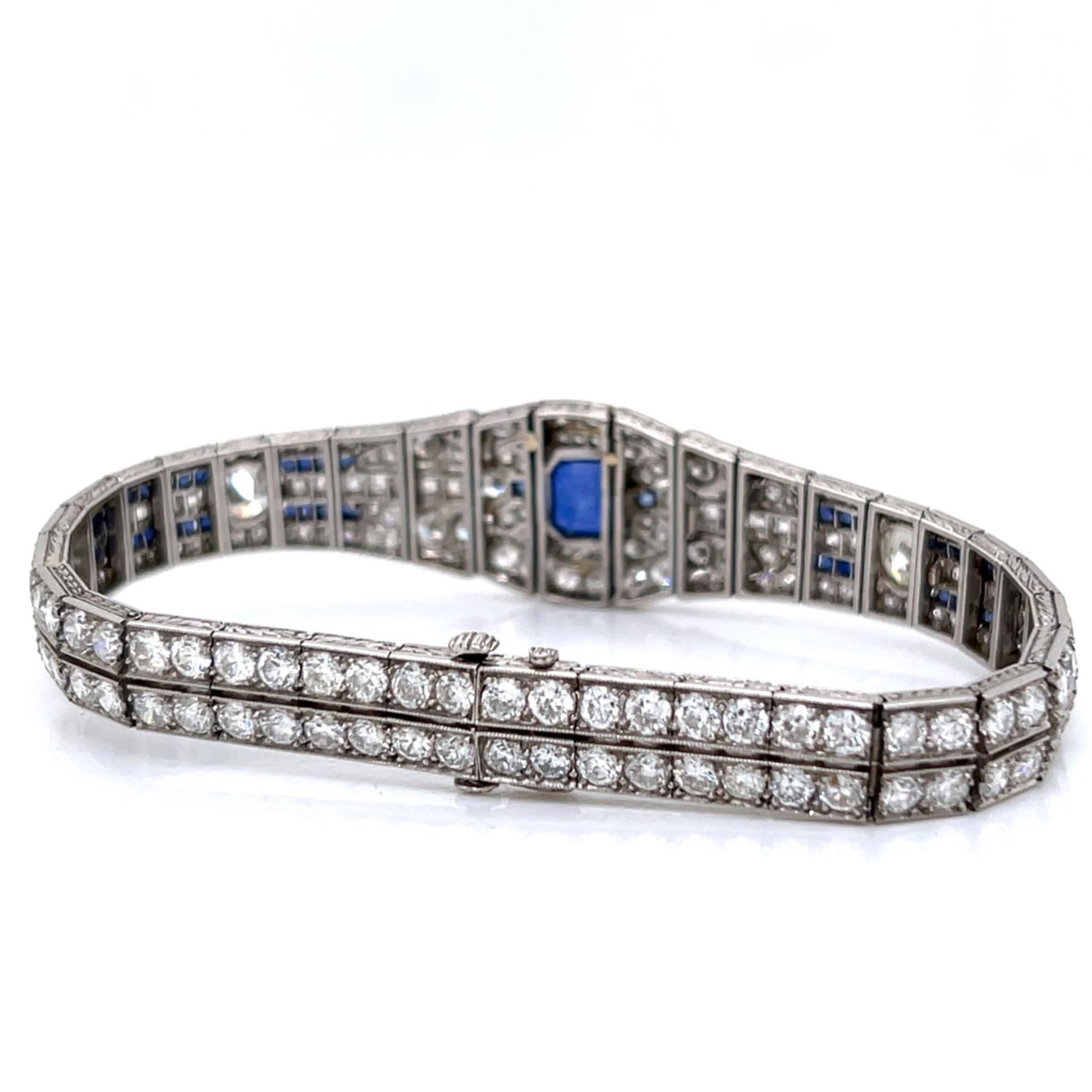 Oscar Heyman Bros. Art Deco Platinum Sapphire & Diamond Bracelet back