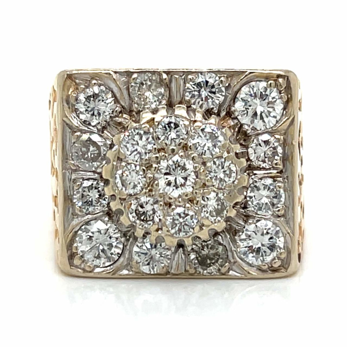 1970s 14KT Yellow Gold Diamond Ring front
