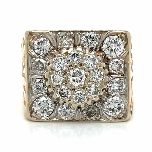 1970s 14KT Yellow Gold Diamond Ring front