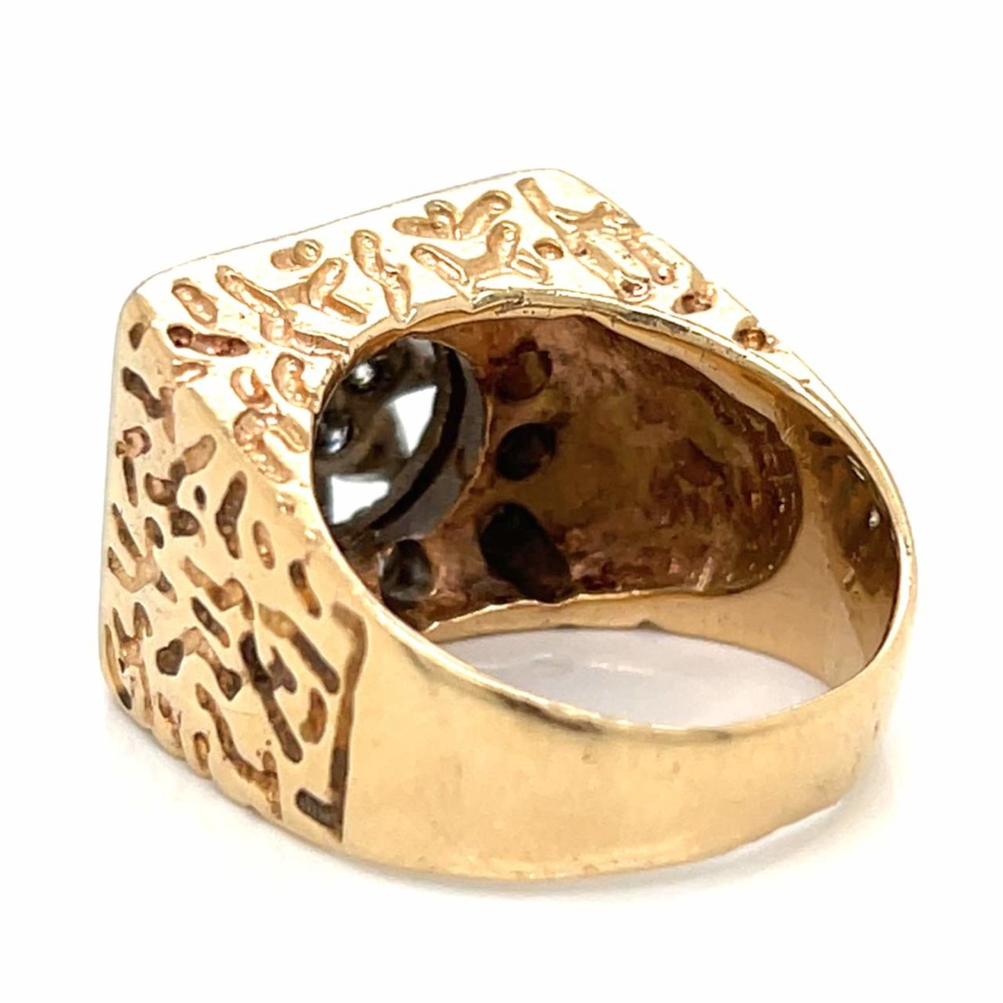 1970s 14KT Yellow Gold Diamond Ring back