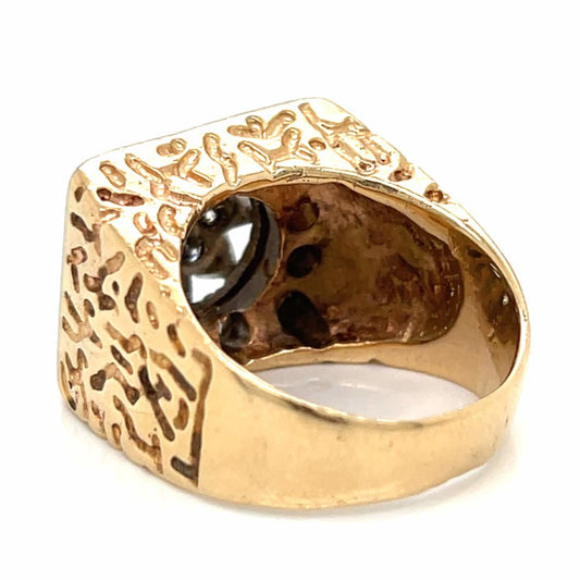 1970s 14KT Yellow Gold Diamond Ring back