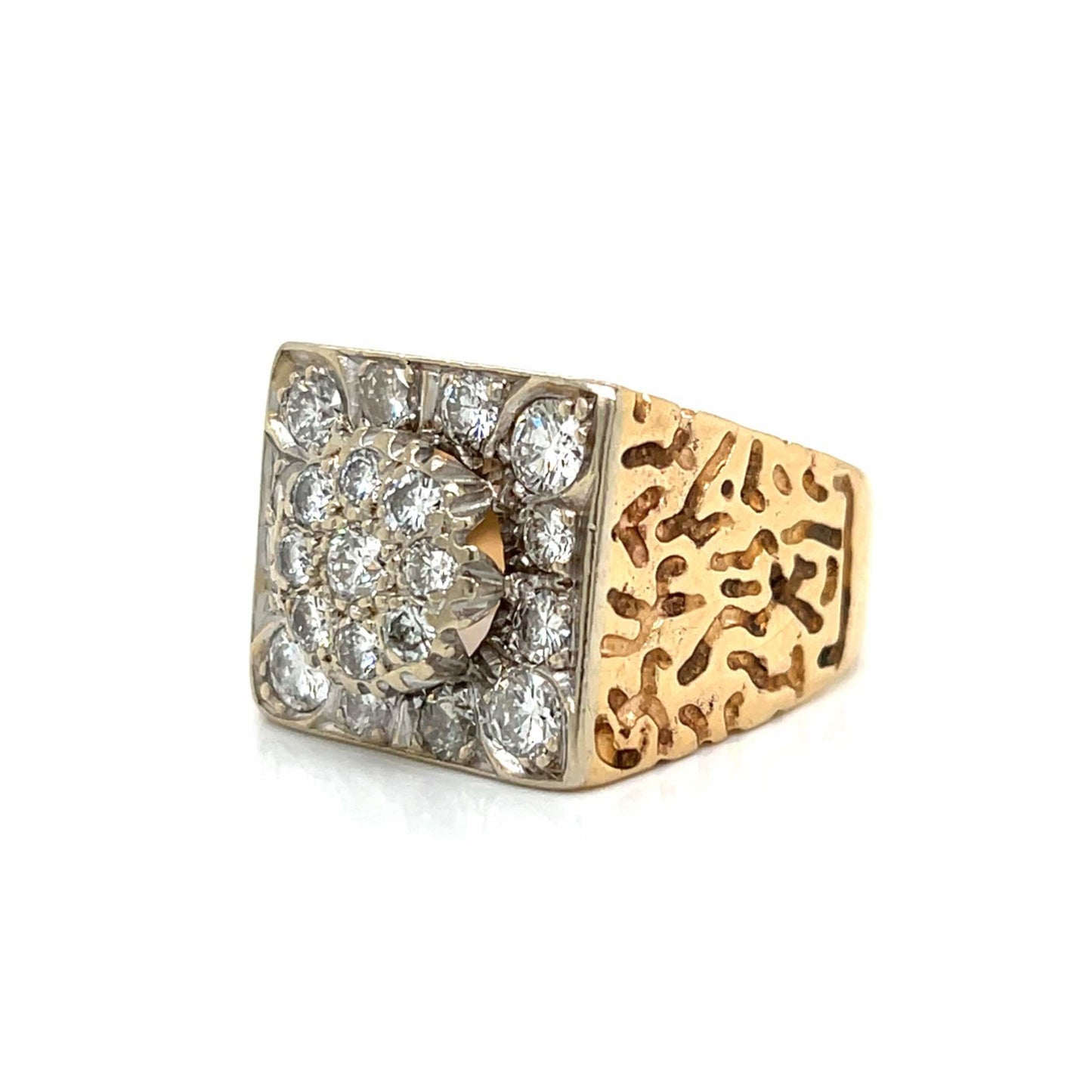 1970s 14KT Yellow Gold Diamond Ring side