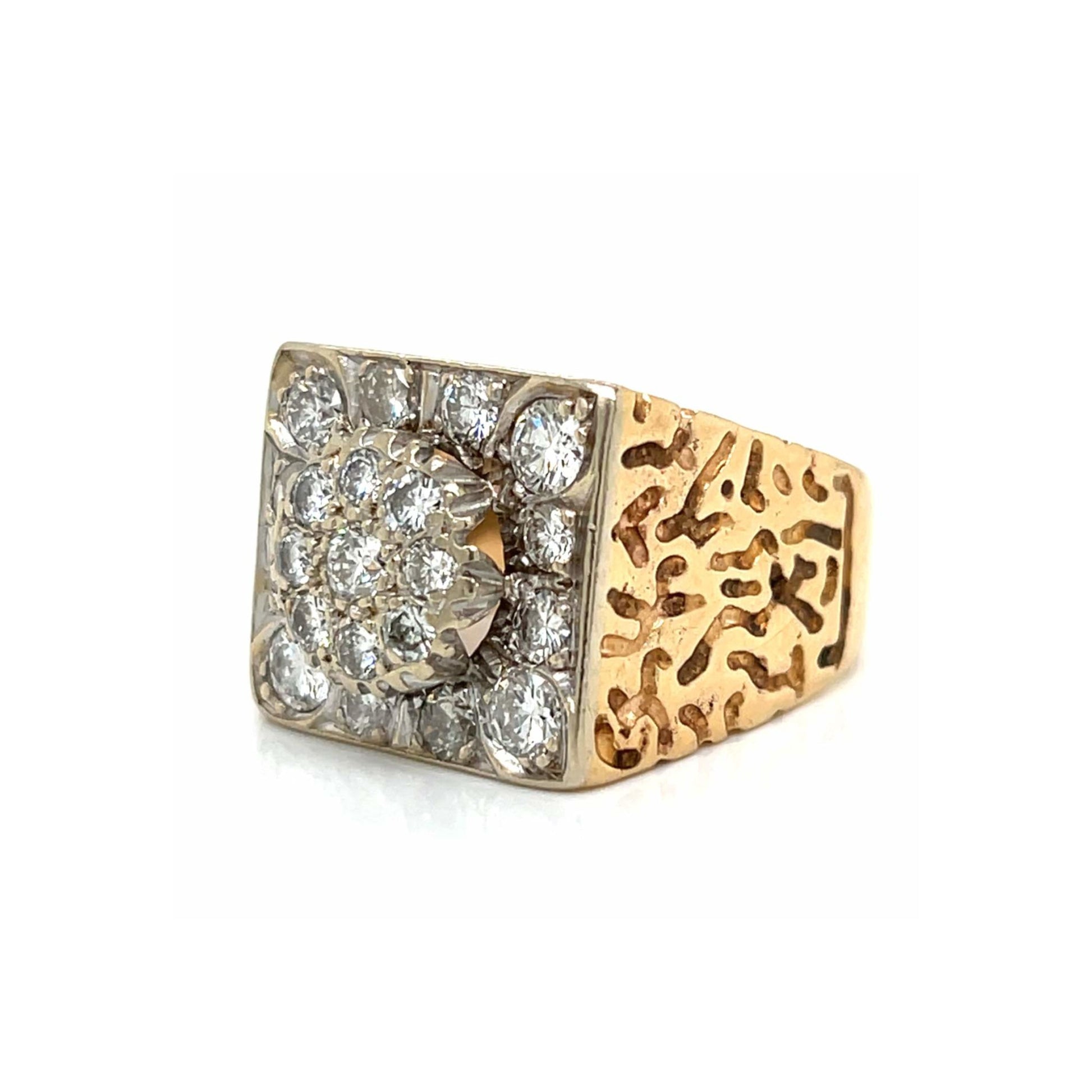 1970s 14KT Yellow Gold Diamond Ring side